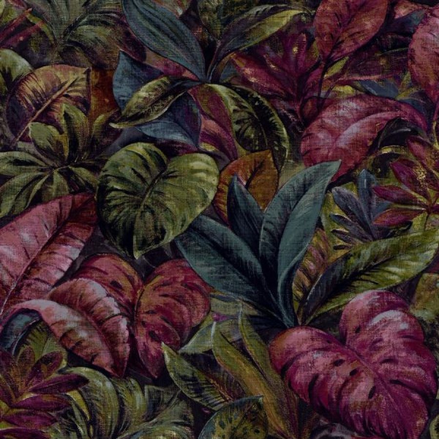 Paste The Wall | * Fashionable Anori Tropical Leaf Wallpaper Plum Holden 91112