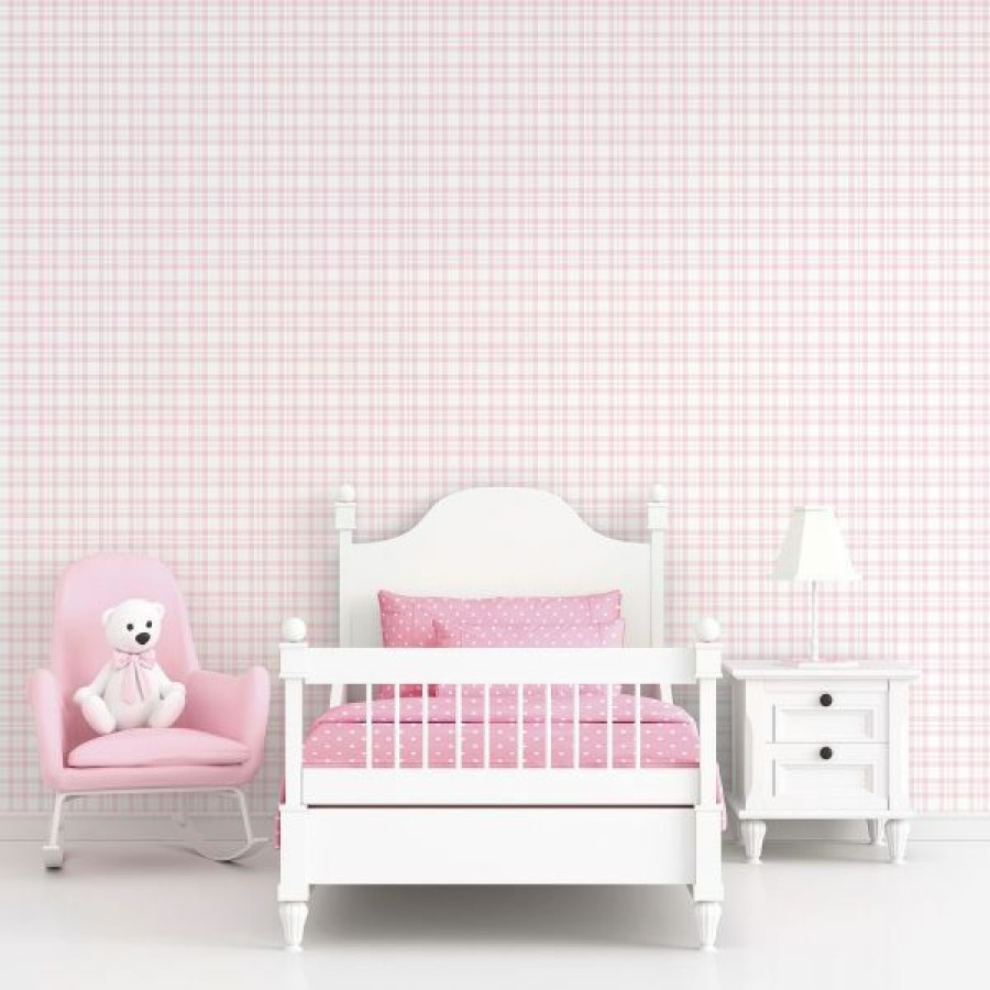 Geometric & Motif | * Quality Guarantee Tiny Tots 2 Plaid Wallpaper Pink Galerie G78396