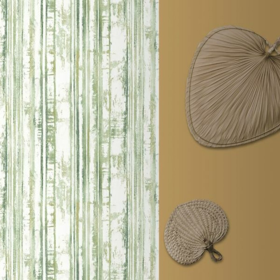 Stripe | * Top Sellers Eden Wallpaper Collection Distressed Stripe Green Muriva M29604