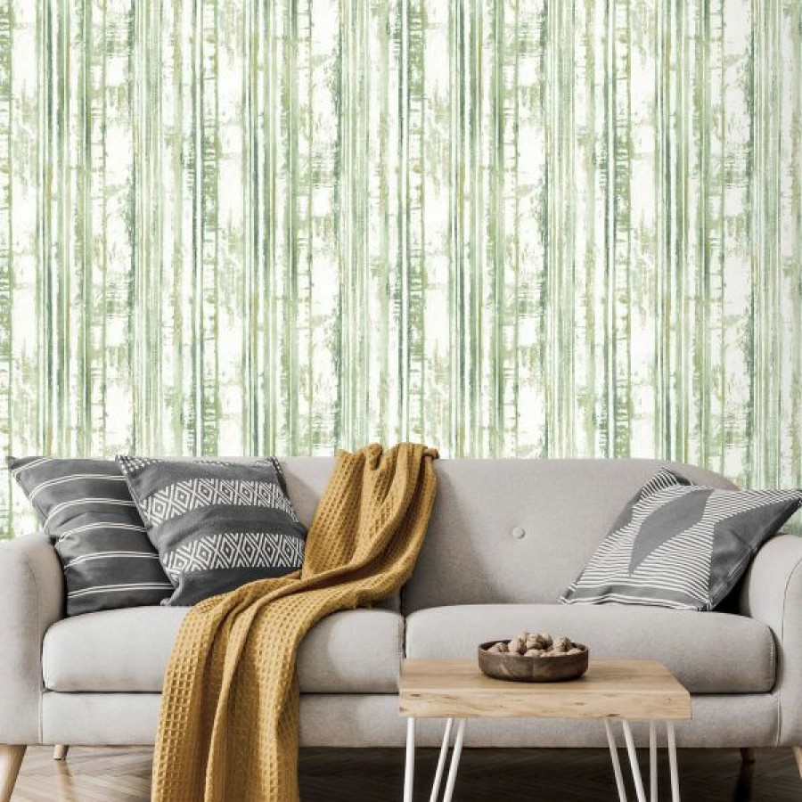 Stripe | * Top Sellers Eden Wallpaper Collection Distressed Stripe Green Muriva M29604