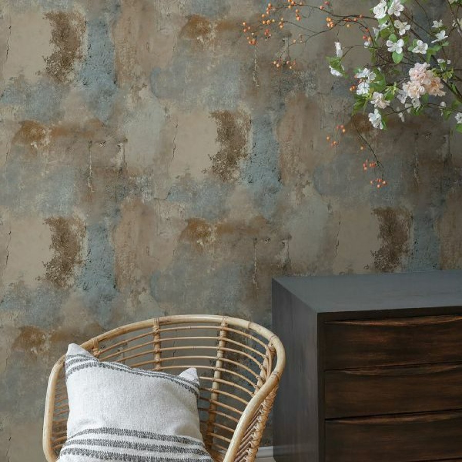 Bricks & Stone | * Free Delivery Brandenburg Wallpaper Brown And Teal Concrete Effect Grandeco Wl1203