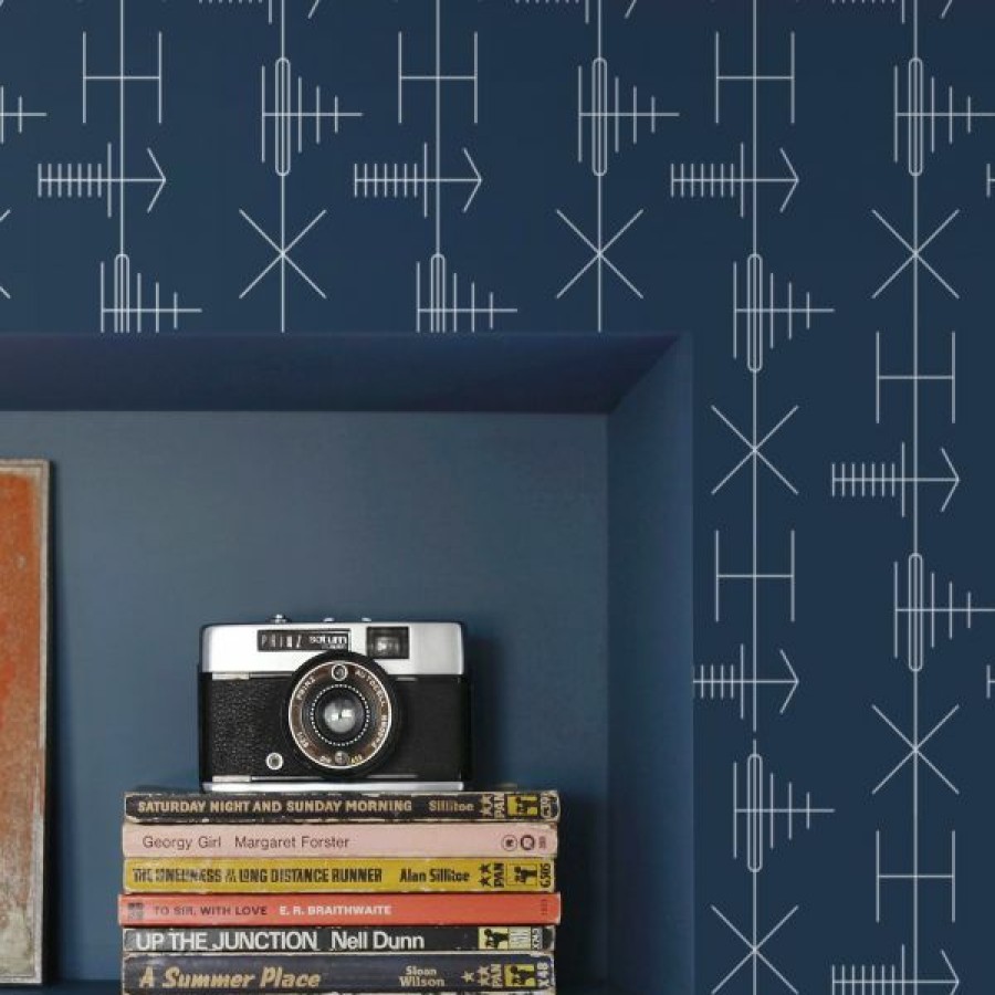 Geometric & Motif | * Less Expensive Transmission Wallpaper Washed Denim Mini Moderns Azdpt040Wd