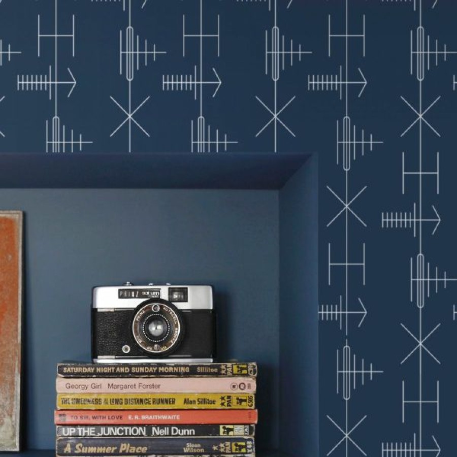 Geometric & Motif | * Less Expensive Transmission Wallpaper Washed Denim Mini Moderns Azdpt040Wd