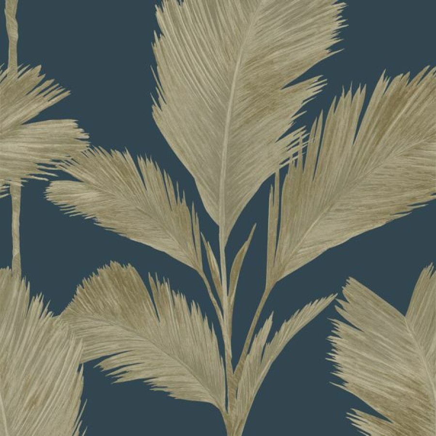 Kitchen | * Discounts Alessia Leaf Vinyl Wallpaper Navy / Gold Belgravia 213