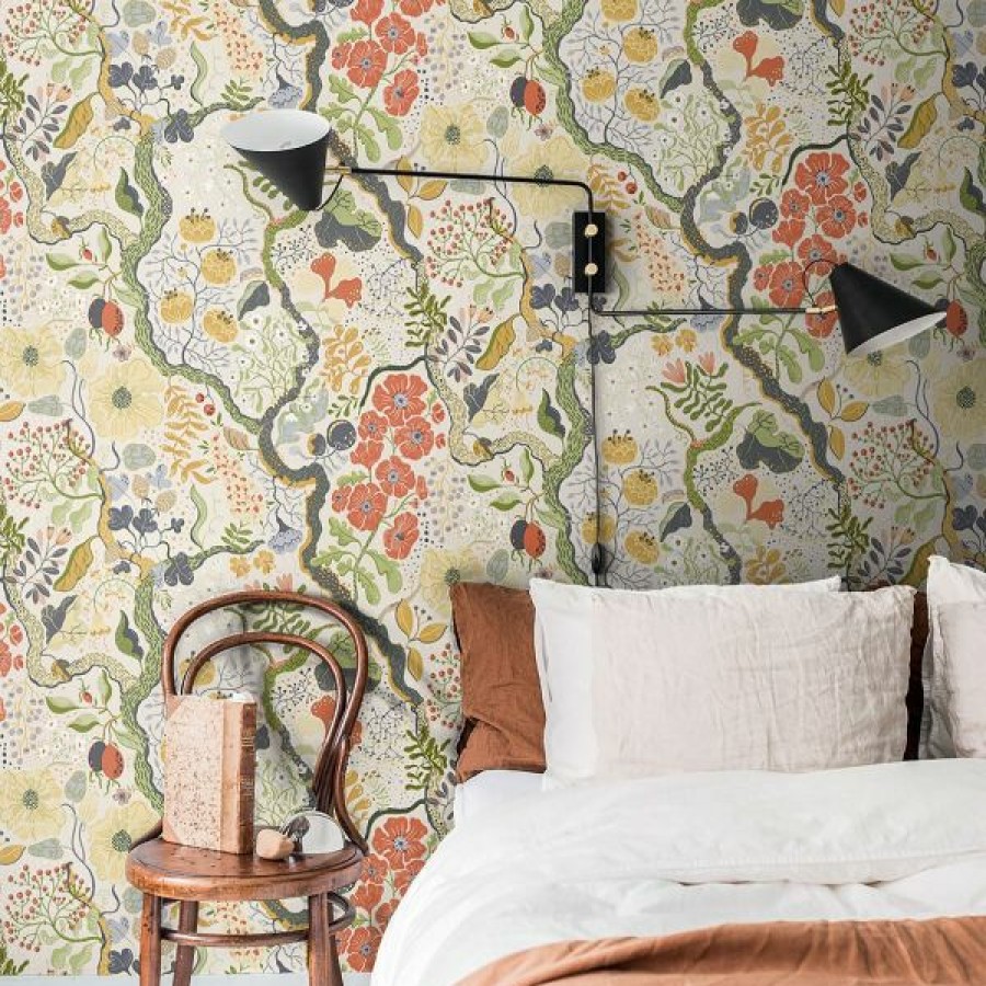 Arts | * Less Expensive Sommarang Ann Wallpaper White/Yellow Galerie S65102