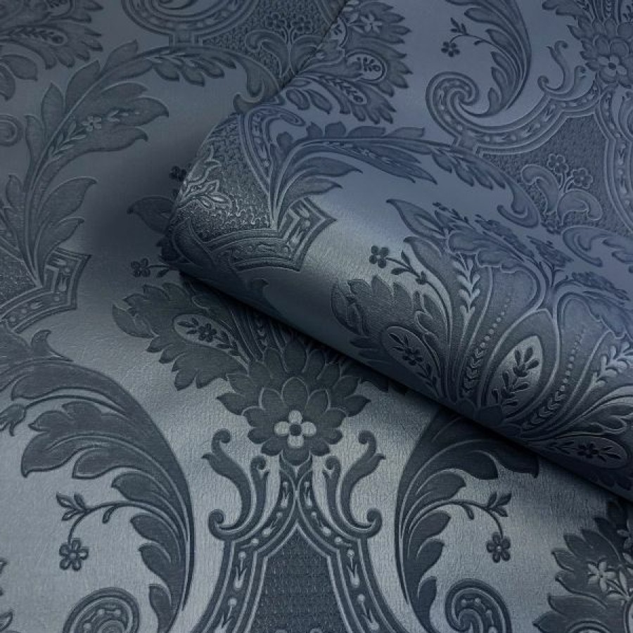 Kitchen | * Clearance Amara Damask Wallpaper Dark Blue Belgravia 7371