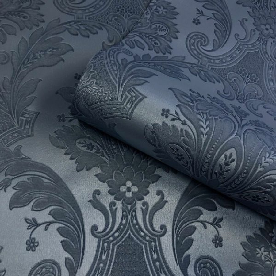 Kitchen | * Clearance Amara Damask Wallpaper Dark Blue Belgravia 7371