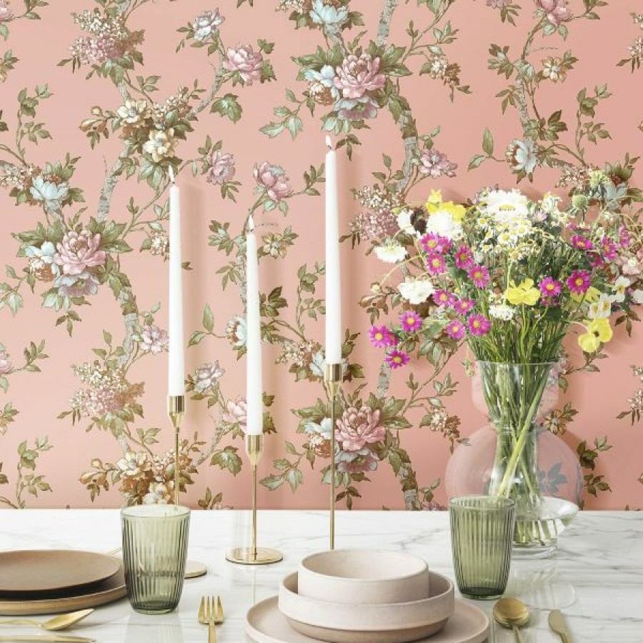 Bathroom | * 100% Guarantee Cottage Chic Ramo Edra Wallpaper Galerie Pink 84001