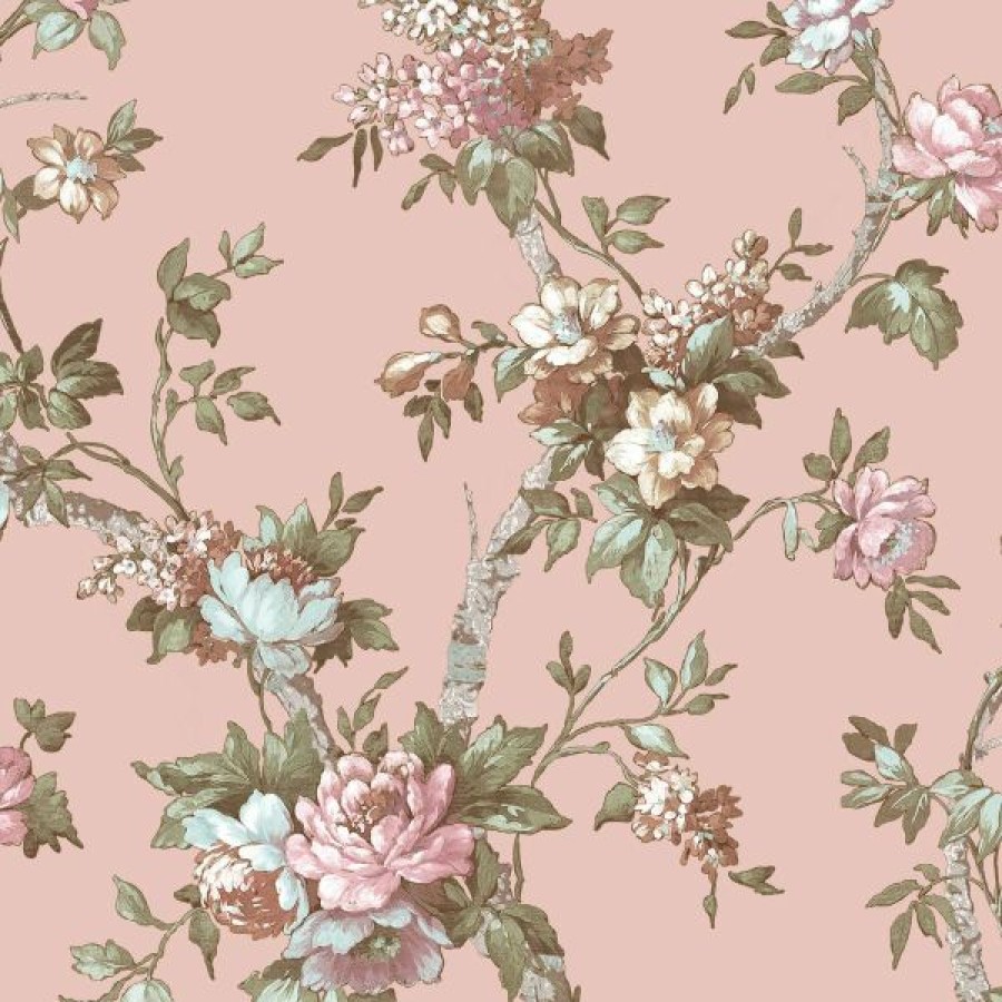 Bathroom | * 100% Guarantee Cottage Chic Ramo Edra Wallpaper Galerie Pink 84001