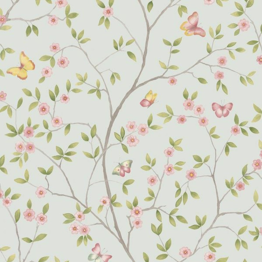 Other | * Clearance Blomstermala Butterfly Trail Wallpaper Blue Pink Green Galerie 51027