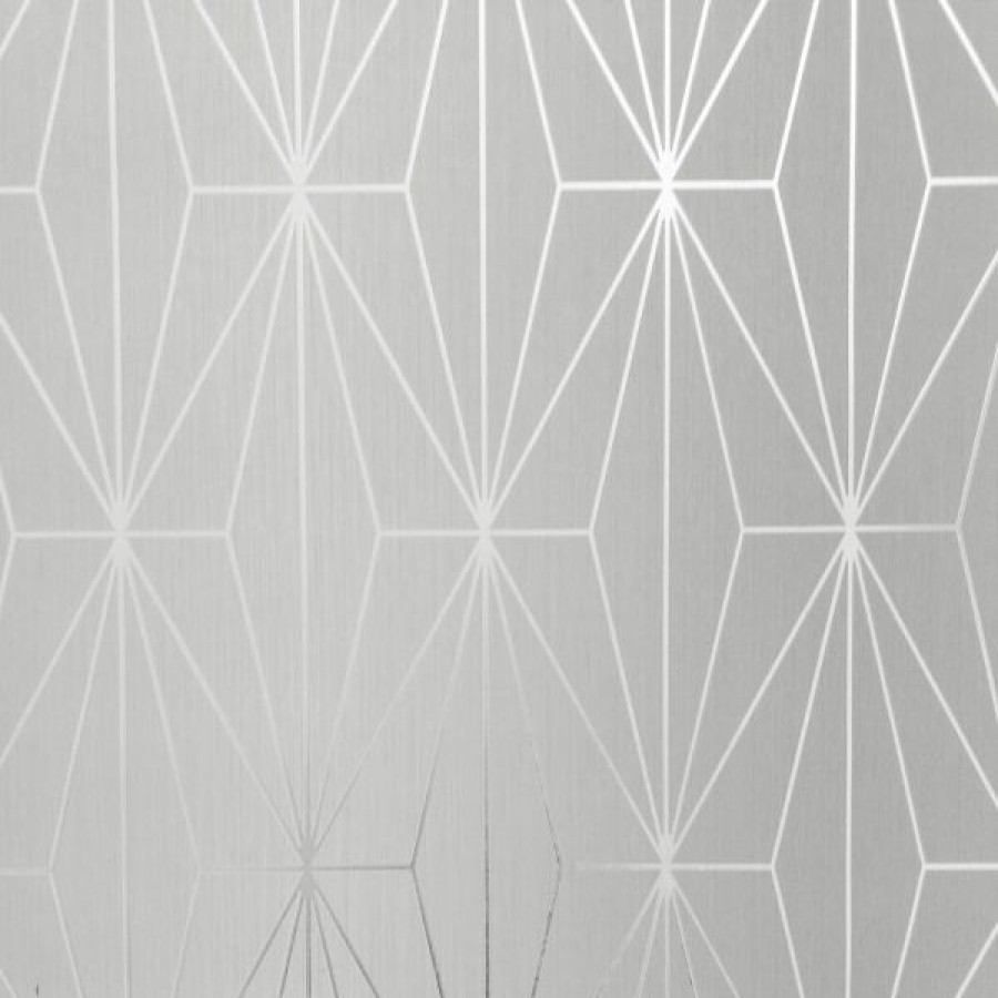 Geometric & Motif | * Hot Sell Kayla Metallic Geometric Wallpaper Dove Gray / Silver Muriva 703010