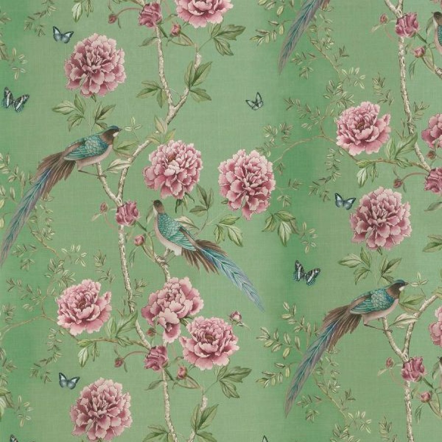 Fabric | * 100% Guarantee Paloma Home Vintage Chinoiserie Jade Green Fabric Vic/Jad/14000Fa By The Meter