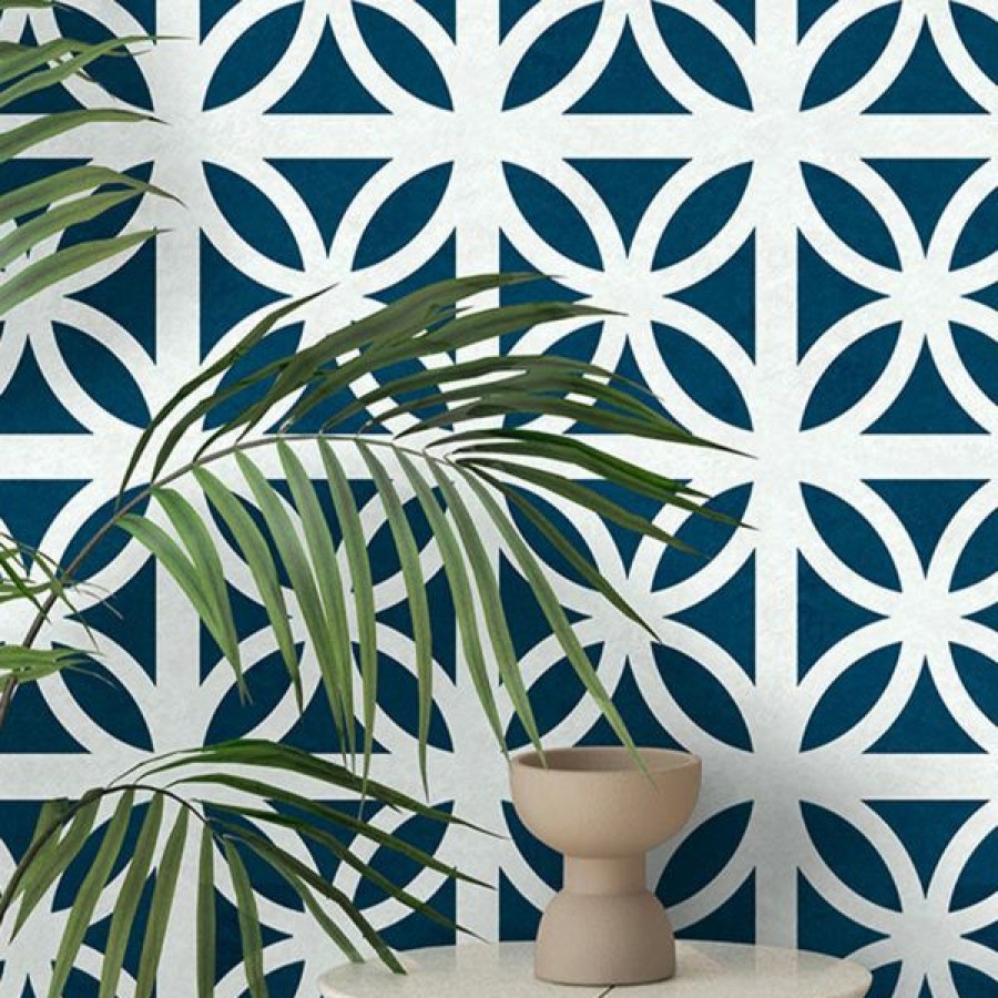 Geometric & Motif | * Less Expensive Geometric Breeze Wallpaper Washed Denim Blue Mini Moderns Mmtlg03Wd