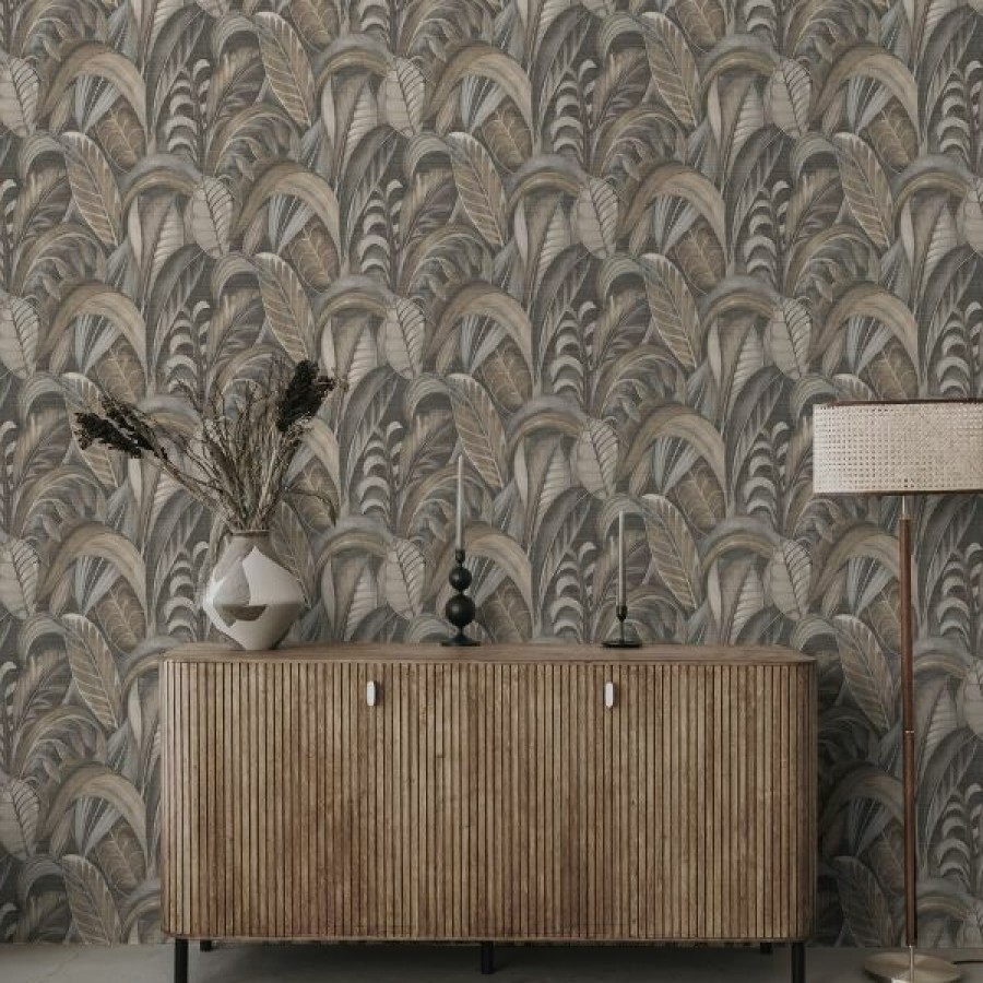 Tropical & Jungle | * Top Sell Khalili Wallpaper Raffia Charcoal Holden 65942