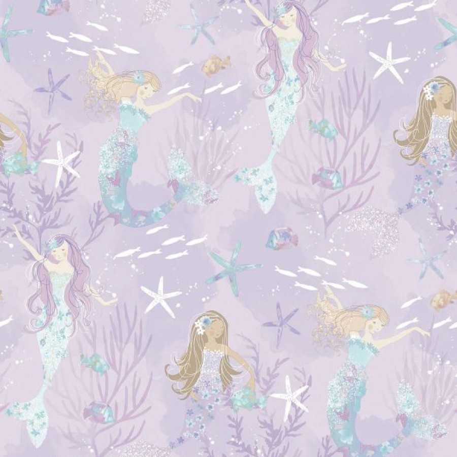 Glitter | * Fashionable Tiny Tots 2 Mermaids Wallpaper Purple Turquoise Glitter Galerie G78391