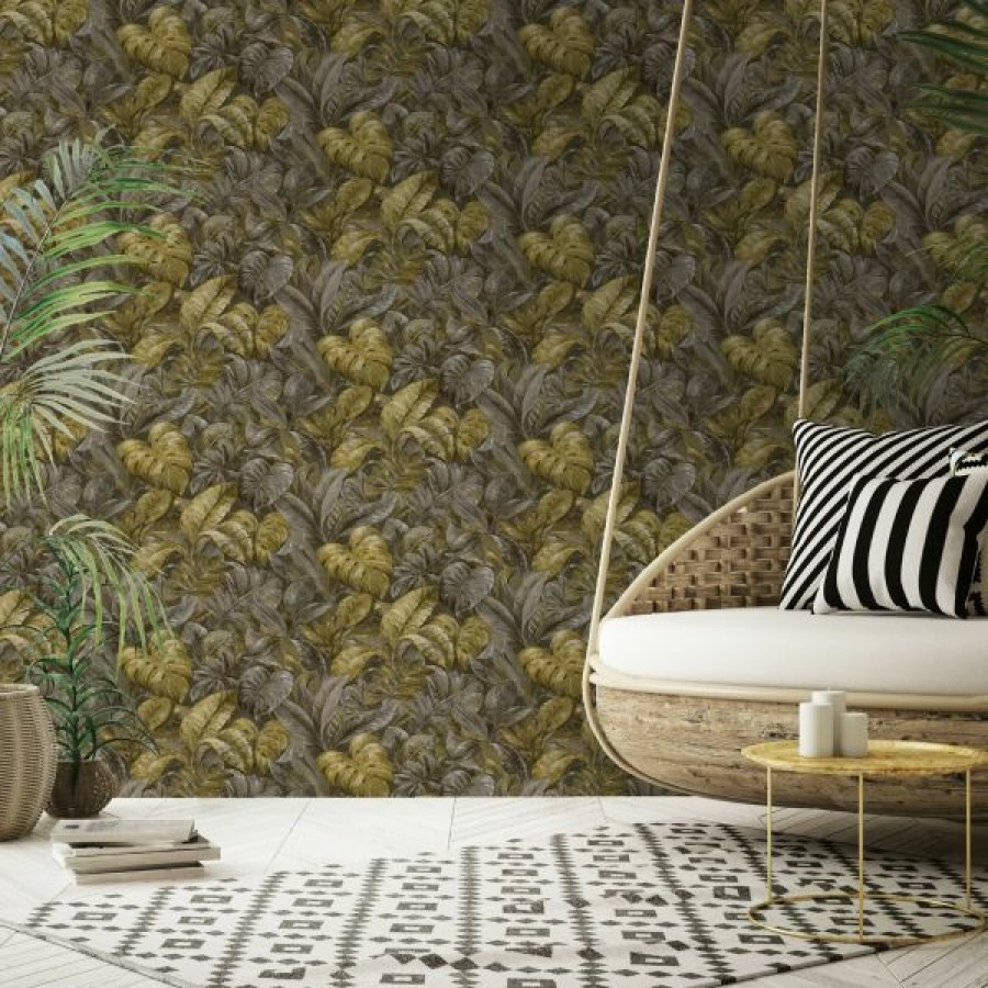 Paste The Wall | * High Quality Anori Tropical Leaf Wallpaper Ochre Holden 91110