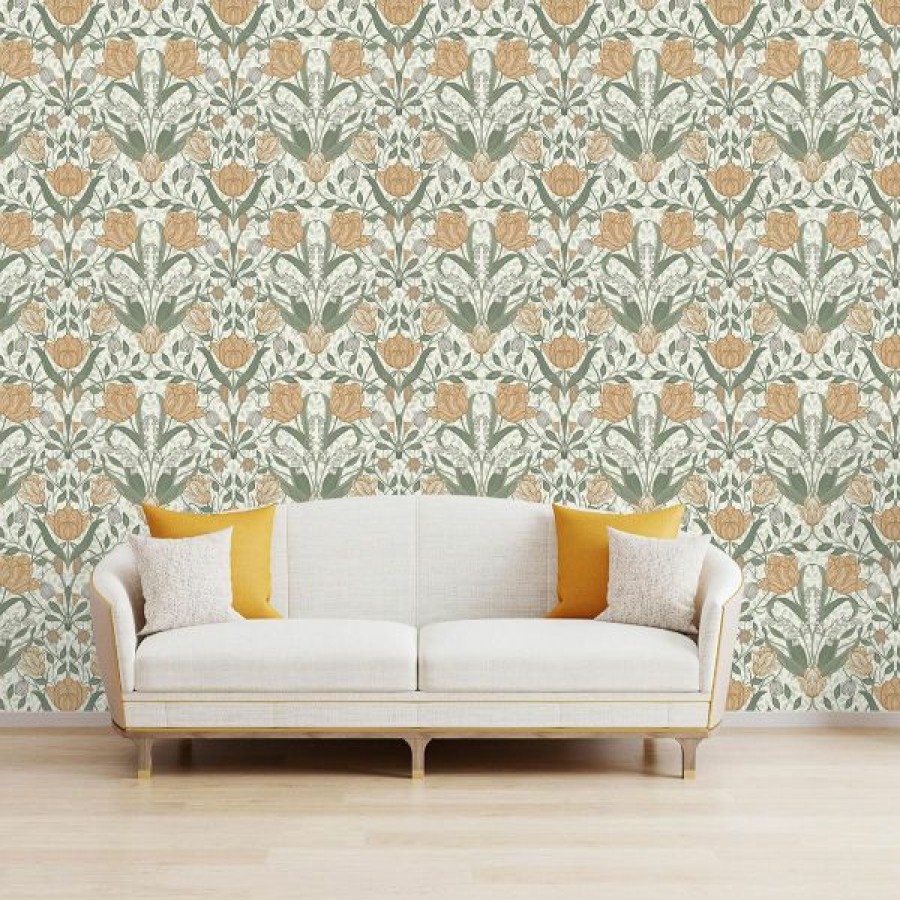 Arts | * Quality Guarantee Apelviken Tulip Wallpaper White Yellow Galerie 33006