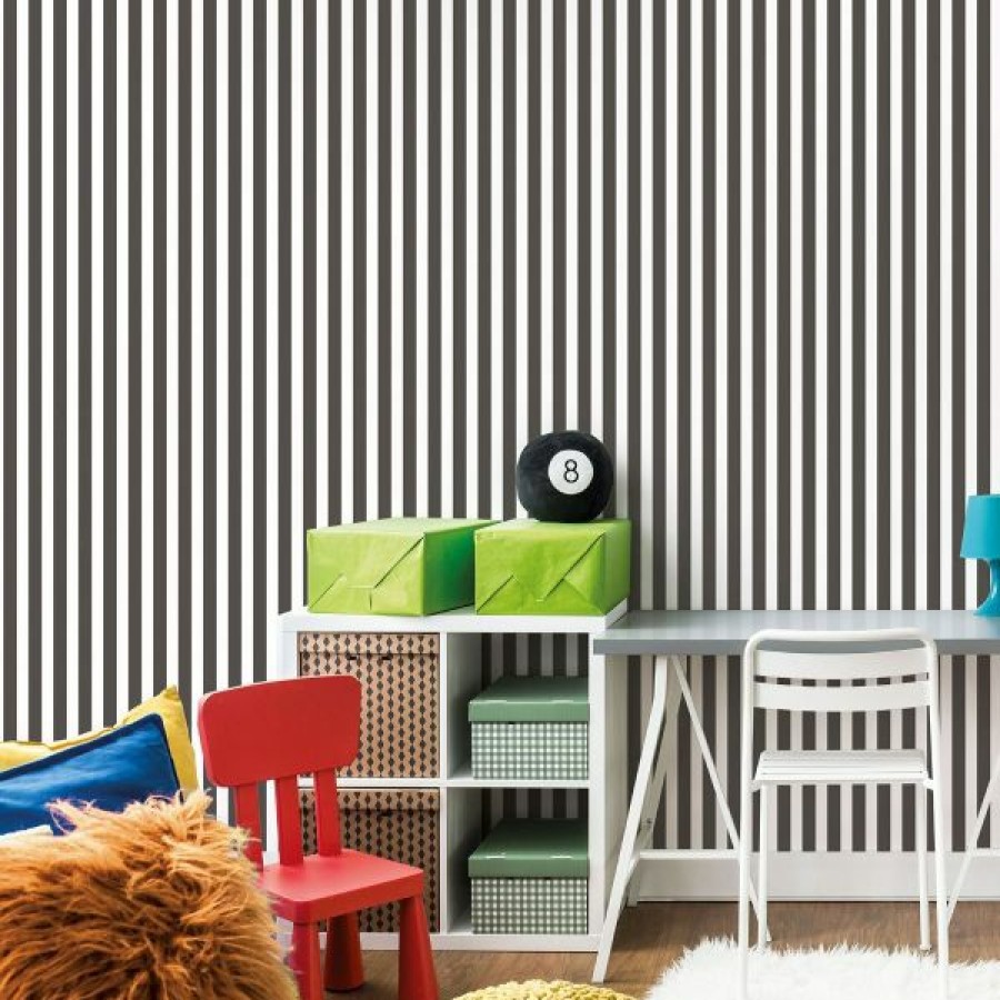 Stripe | * Online Store Tiny Tots 2 Regency Stripe Wallpaper Black Galerie G78399