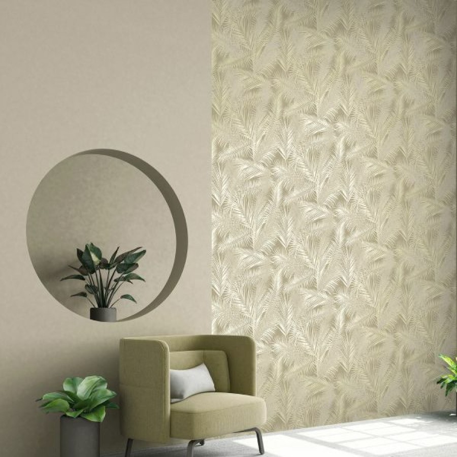 Tropical & Jungle | * Fashionable Eden Wallpaper Collection Ilana Leaf Cream & Pearl Muriva J98207