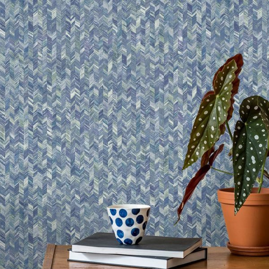 Paste The Wall | * Online Store Amazonia Saram Chevron Navy Blue Wallpaper Holden 91291