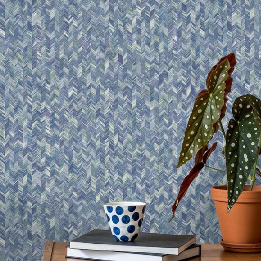 Paste The Wall | * Online Store Amazonia Saram Chevron Navy Blue Wallpaper Holden 91291