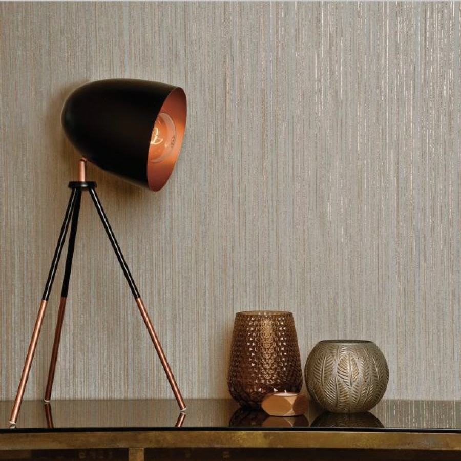 Paste The Wall | * Lower Price Adeline Stripe Wallpaper Charcoal/Rose Gold Holden 65713