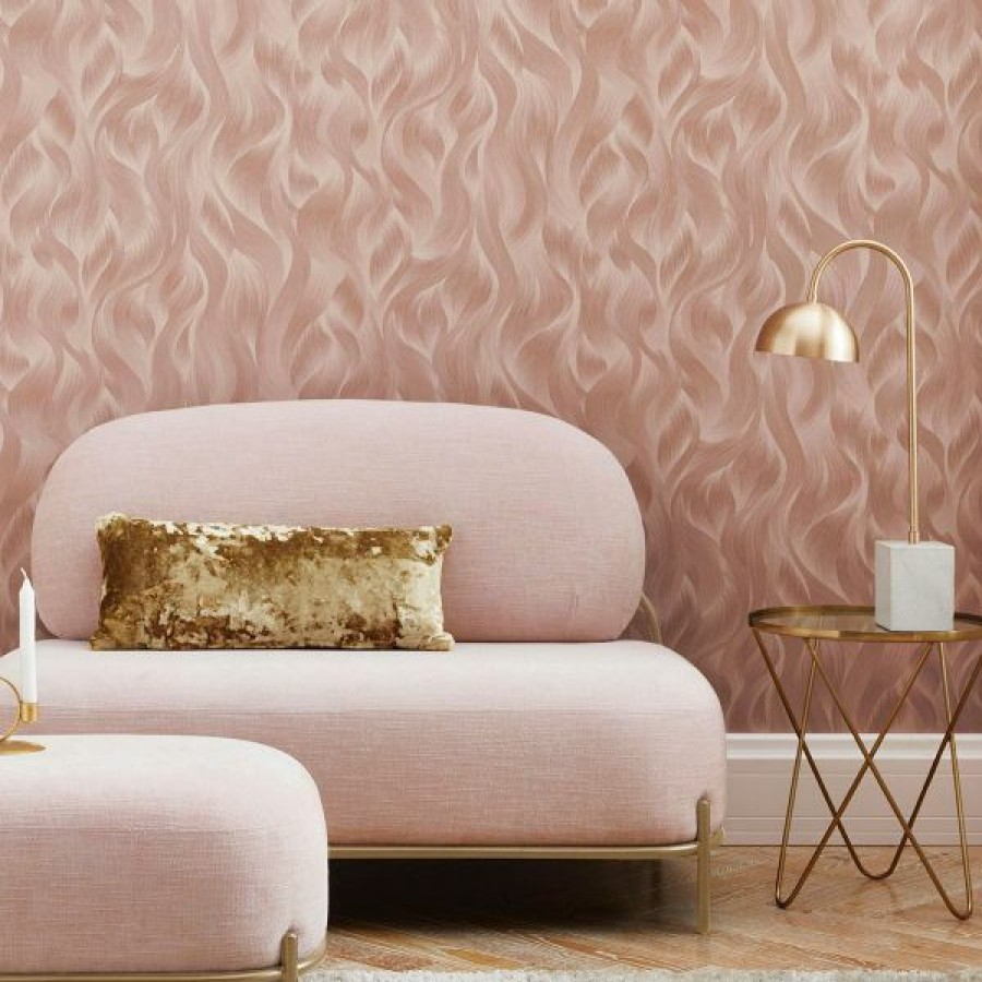 Bathroom | * Clearance Sale Elle Decoration Wave Pattern Wallpaper Blush Pink 1015105