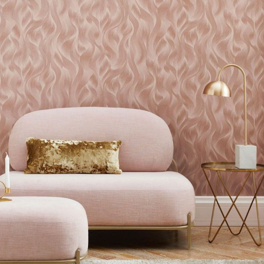 Bathroom | * Clearance Sale Elle Decoration Wave Pattern Wallpaper Blush Pink 1015105