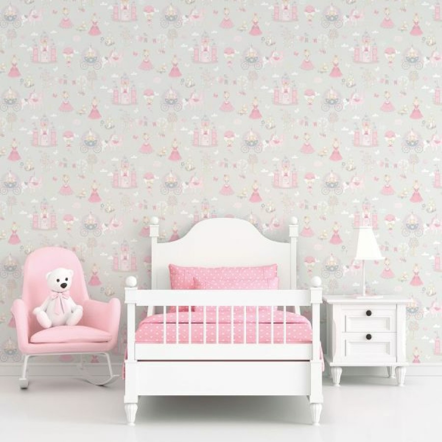 Bedroom | * Clearance Tiny Tots 2 Fairytale Wallpaper Gray Pinks Galerie G78370