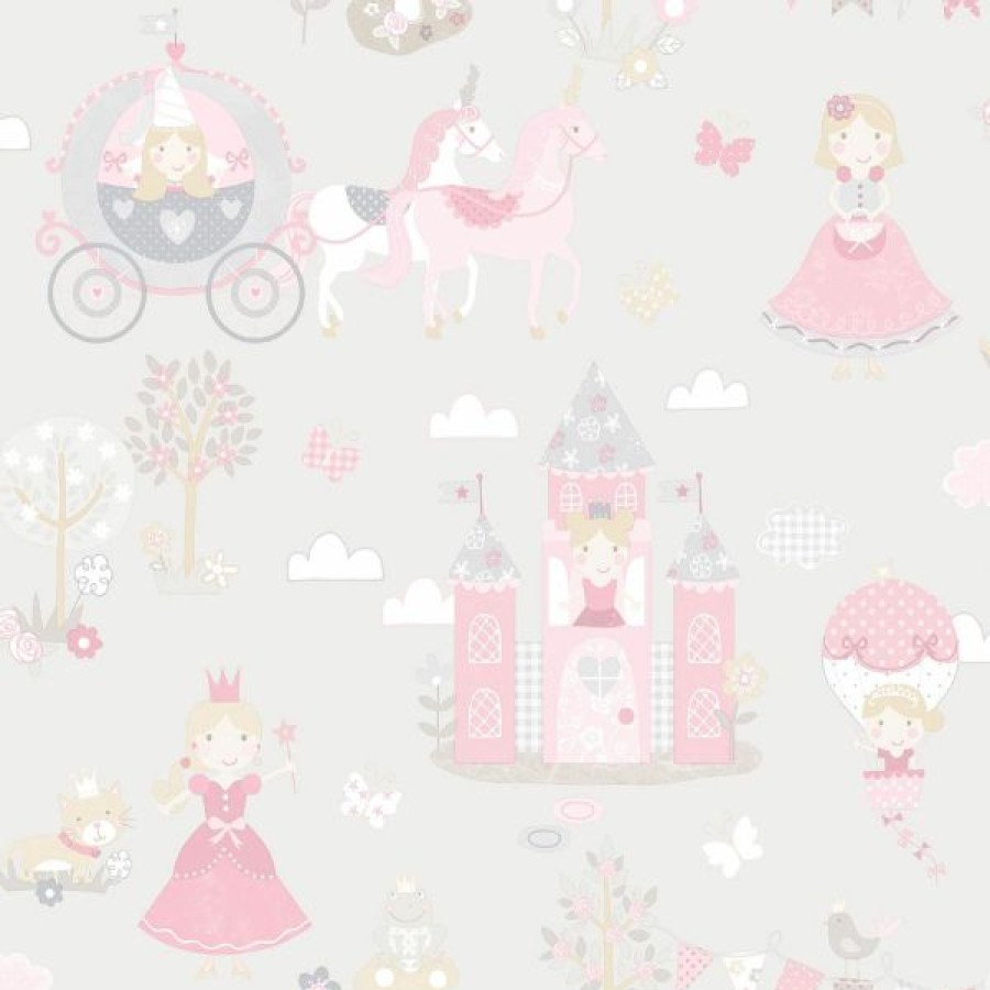 Bedroom | * Clearance Tiny Tots 2 Fairytale Wallpaper Gray Pinks Galerie G78370