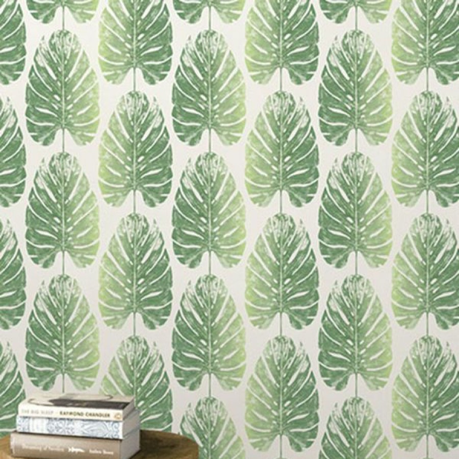 Tropical & Jungle | * Discounts Evergreen Leaf Stripe Wallpaper Greens Galerie 7325