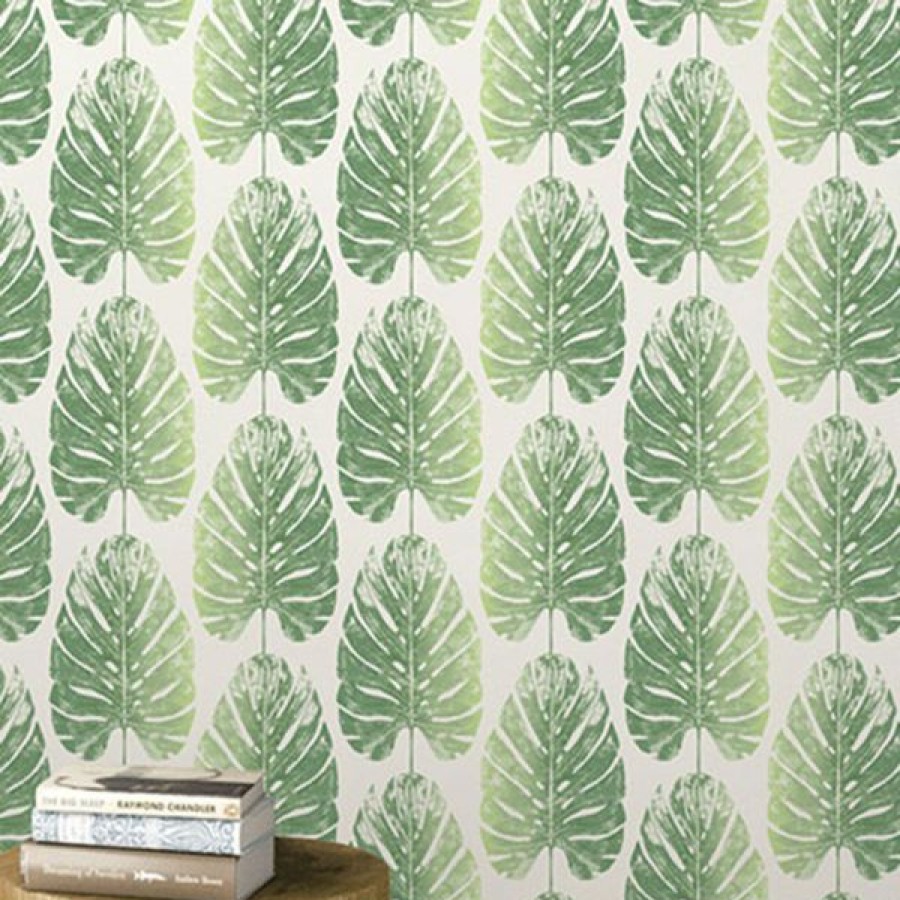 Tropical & Jungle | * Discounts Evergreen Leaf Stripe Wallpaper Greens Galerie 7325