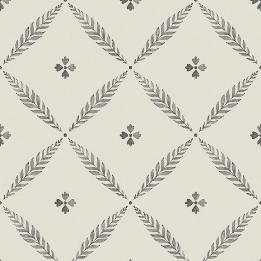 Geometric & Motif | * Hot Sell Blomstermala Leaf Trellis Wallpaper Black White Monochrome Galerie 51021