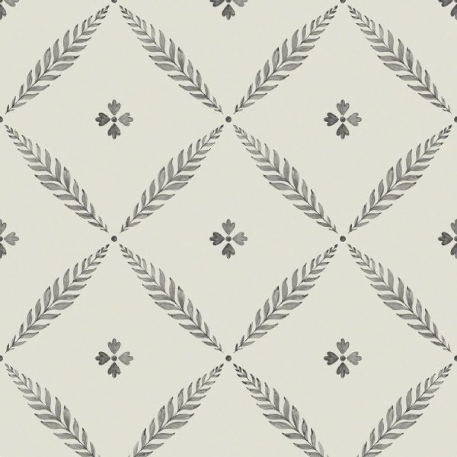 Geometric & Motif | * Hot Sell Blomstermala Leaf Trellis Wallpaper Black White Monochrome Galerie 51021