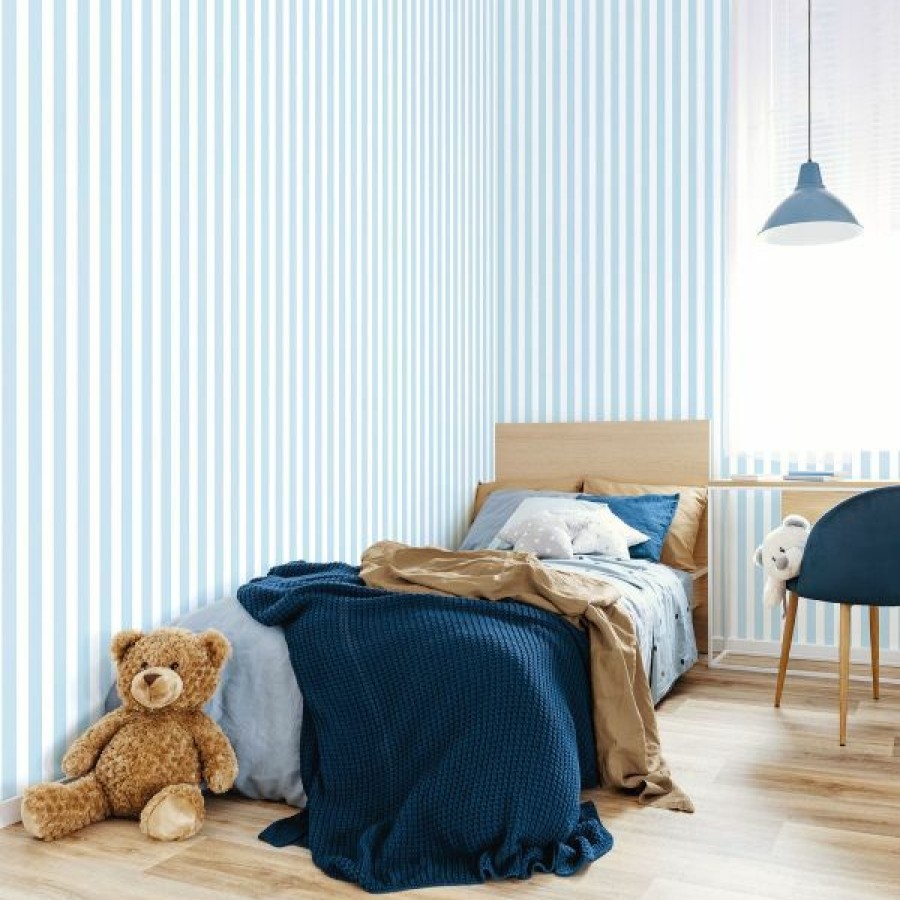 Stripe | * Sale Online Tiny Tots 2 Regency Stripe Wallpaper Sky Blue Galerie G78405