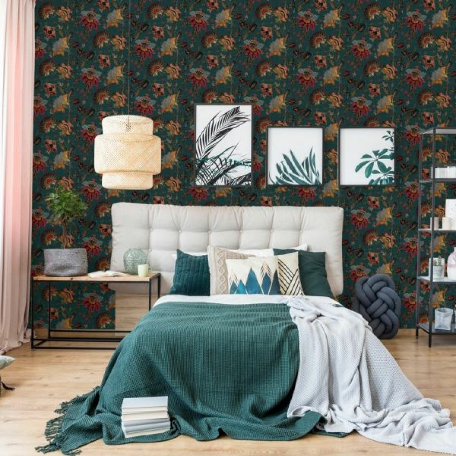 Other | * Sale Online Paloma Home Vintage Botanicals Wallpaper Teal 921506