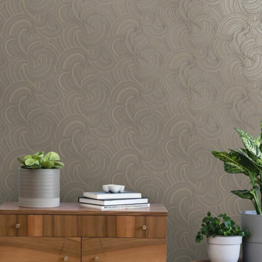 Glitter | * Fashionable Aurora Swirl Wallpaper Slate/Rose Gold Holden 65722