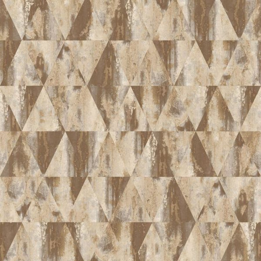 Geometric & Motif | * Less Expensive Grunge Collection Rusty Triangles Wallpaper Brown Galerie G45335