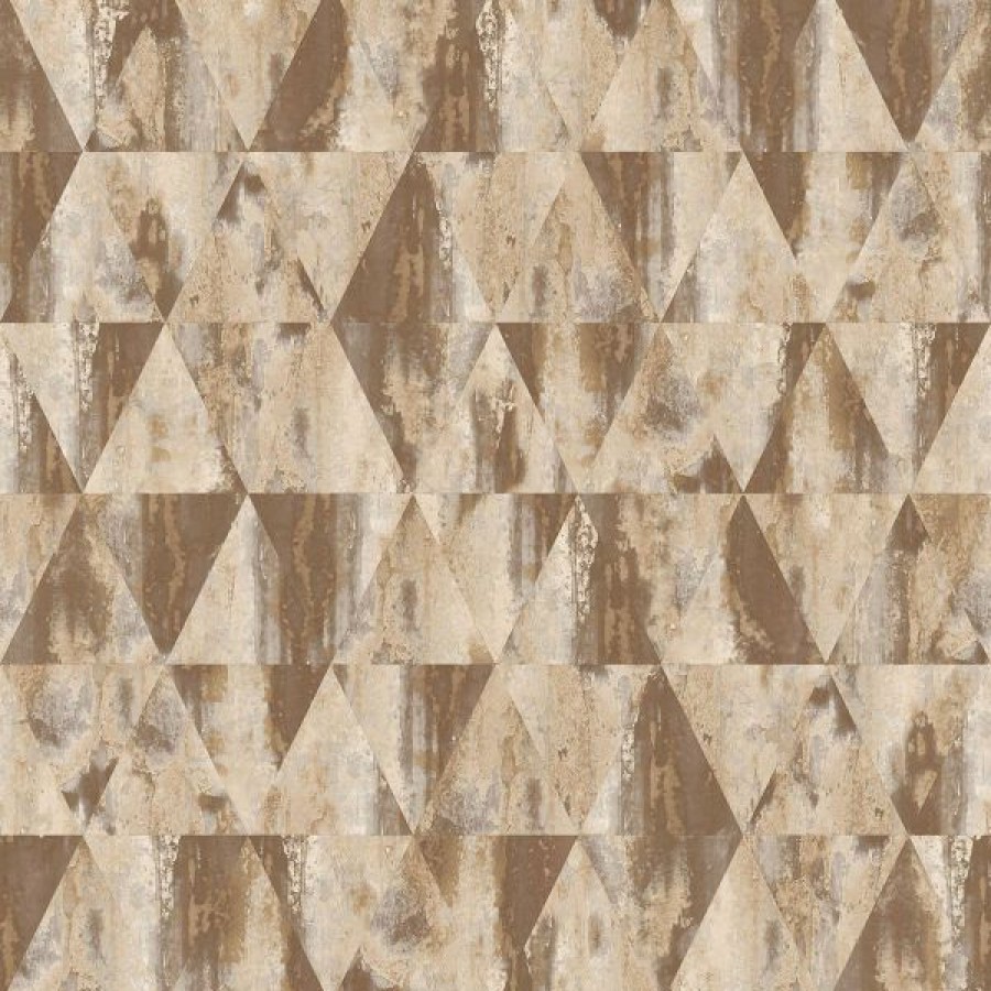 Geometric & Motif | * Less Expensive Grunge Collection Rusty Triangles Wallpaper Brown Galerie G45335