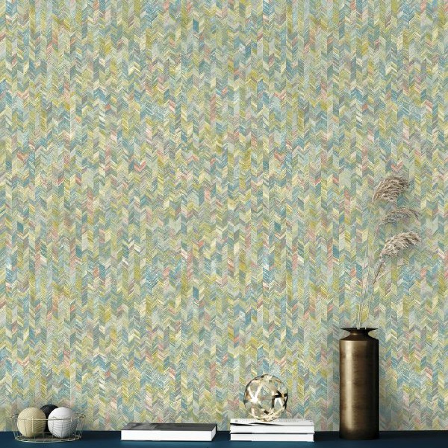 Paste The Wall | * Fashionable Amazonia Saram Chevron Coral Blue Wallpaper Holden 91292