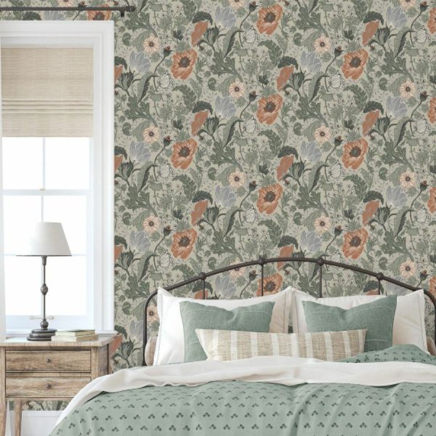 Arts | * Popular Apelviken Anemone Wallpaper Green Orange Galerie 33001