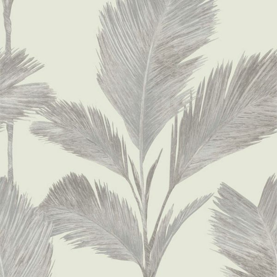 Kitchen | * Clearance Sale Alessia Leaf Vinyl Wallpaper Silver / Off White Belgravia 211