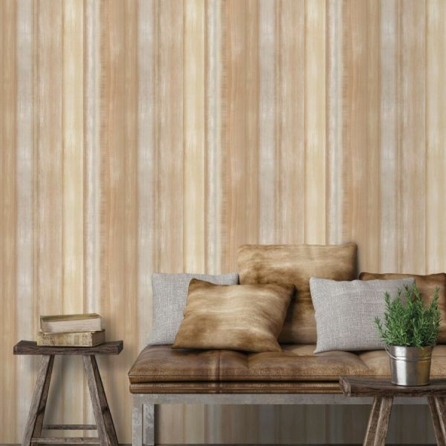 Stripe | * Clearance Sale Evergreen Waterfall Stripe Wallpaper Ochre Brown Galerie 7350