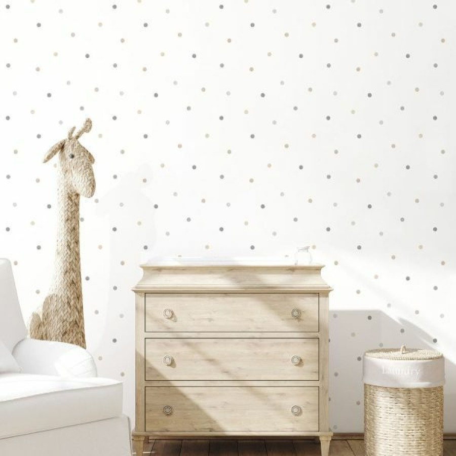 Bedroom | * Hot Sell Tiny Tots 2 Dots Wallpaper Beige Gray Tan Galerie G78365