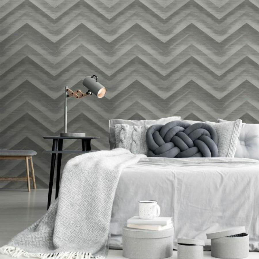 Stripe | * Top Sellers Minerals Cascade Charcoal / Silver Wallpaper Holden 35720