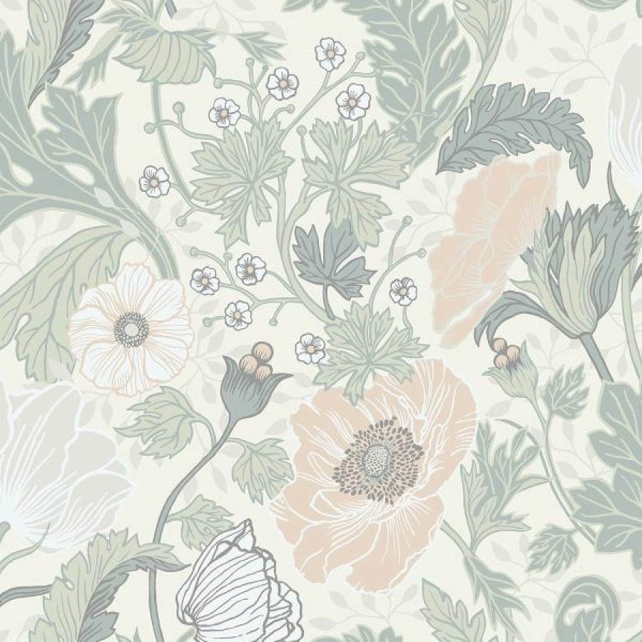 Arts | * Discounts Apelviken Anemone Wallpaper White Light Green Galerie 33000