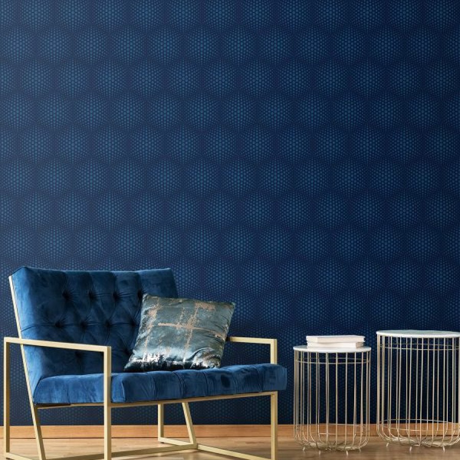 Geometric & Motif | * Popular Galactik Wallpaper Cluster Blue Muriva J506-01