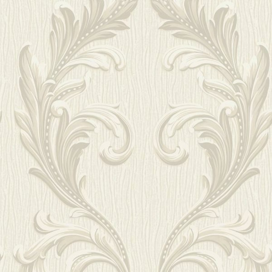 Other | * Good Quality Tiffany Scroll Texture Vinyl Wallpaper Cream Belgravia 41324