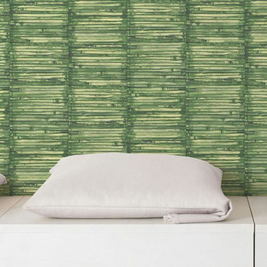 Stripe | * Free Delivery Global Fusion Bamboo Wallpaper Green Galerie G56388