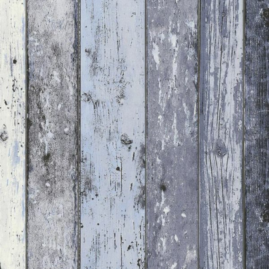 Other | * Clearance Sale Distressed Wood Panel Wallpaper Blue As Creation 8550-60